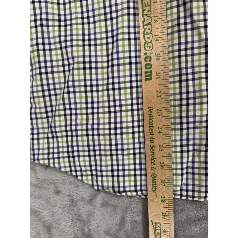 Robert Talbott Dress Shirt Mens L Green Blue Purple Plaid Button Up Chest Pocket - Picture 13 of 16